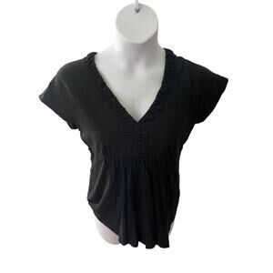 CALVIN KLEIN, SIZE L, BLACK PEPLUM TOP, V NECK, CAP SLEEVE